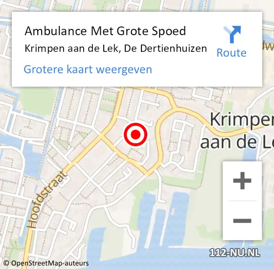 Locatie op kaart van de 112 melding: Ambulance Met Grote Spoed Naar Krimpen aan de Lek, De Dertienhuizen op 28 maart 2024 12:26