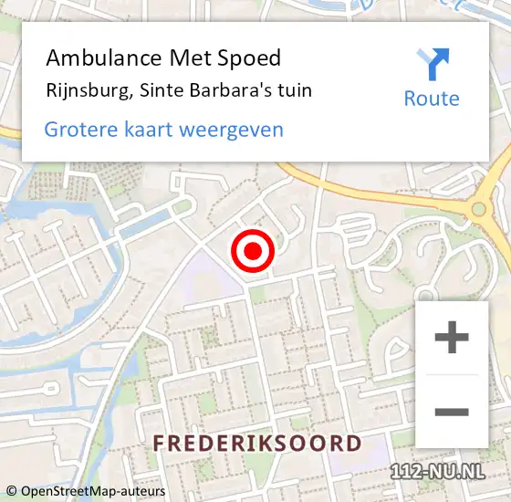 Locatie op kaart van de 112 melding: Ambulance Met Spoed Naar Rijnsburg, Sinte Barbara's tuin op 28 maart 2024 12:41