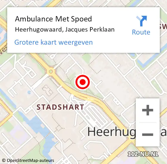 Locatie op kaart van de 112 melding: Ambulance Met Spoed Naar Heerhugowaard, Jacques Perklaan op 28 maart 2024 12:42