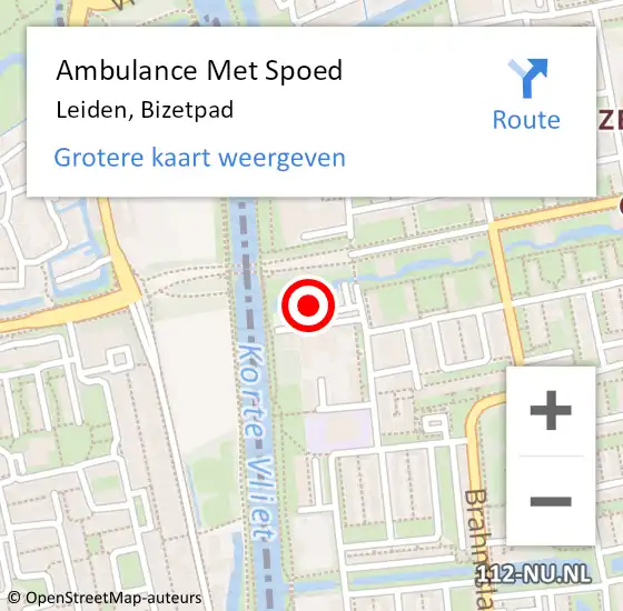 Locatie op kaart van de 112 melding: Ambulance Met Spoed Naar Leiden, Bizetpad op 28 maart 2024 12:47