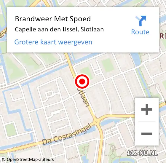 Locatie op kaart van de 112 melding: Brandweer Met Spoed Naar Capelle aan den IJssel, Slotlaan op 28 maart 2024 12:48