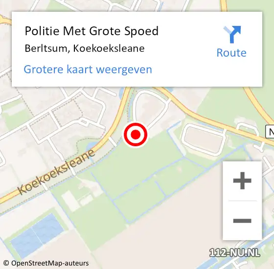 Locatie op kaart van de 112 melding: Politie Met Grote Spoed Naar Berltsum, Koekoeksleane op 28 maart 2024 13:02