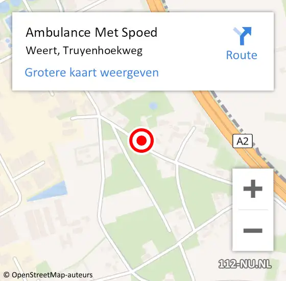 Locatie op kaart van de 112 melding: Ambulance Met Spoed Naar Weert, Truyenhoekweg op 28 maart 2024 13:02