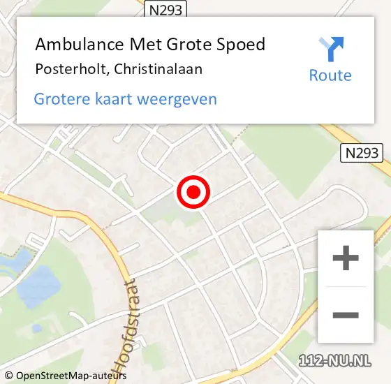 Locatie op kaart van de 112 melding: Ambulance Met Grote Spoed Naar Posterholt, Christinalaan op 28 maart 2024 13:07