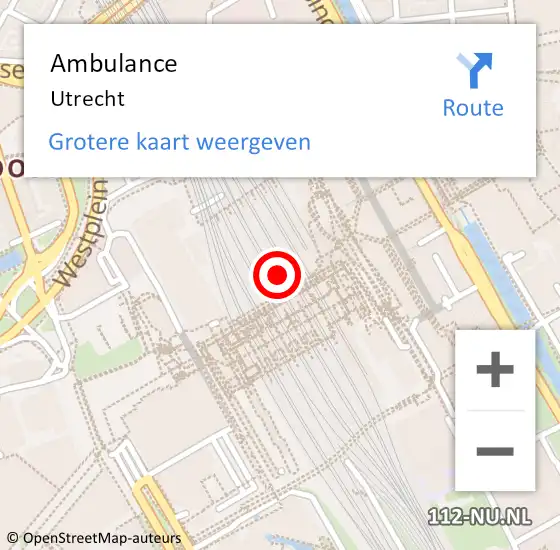 Locatie op kaart van de 112 melding: Ambulance Utrecht op 28 maart 2024 13:59