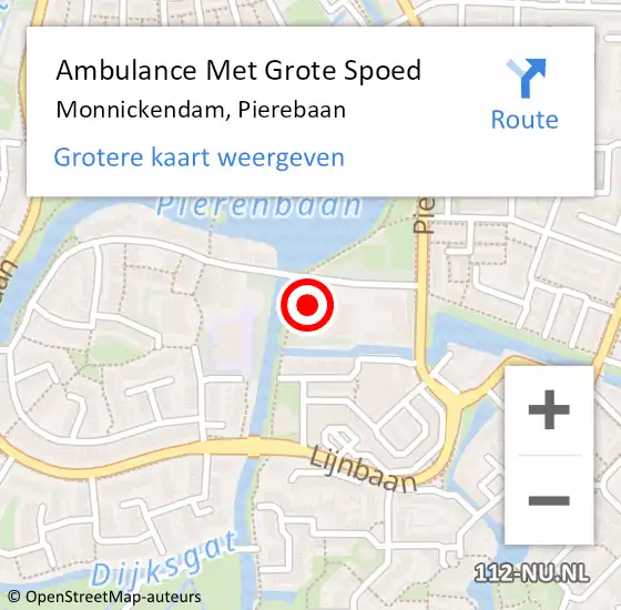Locatie op kaart van de 112 melding: Ambulance Met Grote Spoed Naar Monnickendam, Pierebaan op 28 maart 2024 14:01