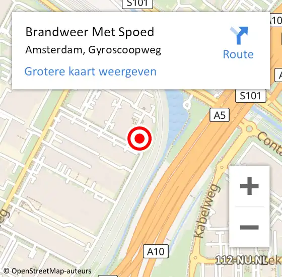 Locatie op kaart van de 112 melding: Brandweer Met Spoed Naar Amsterdam, Gyroscoopweg op 28 maart 2024 14:03