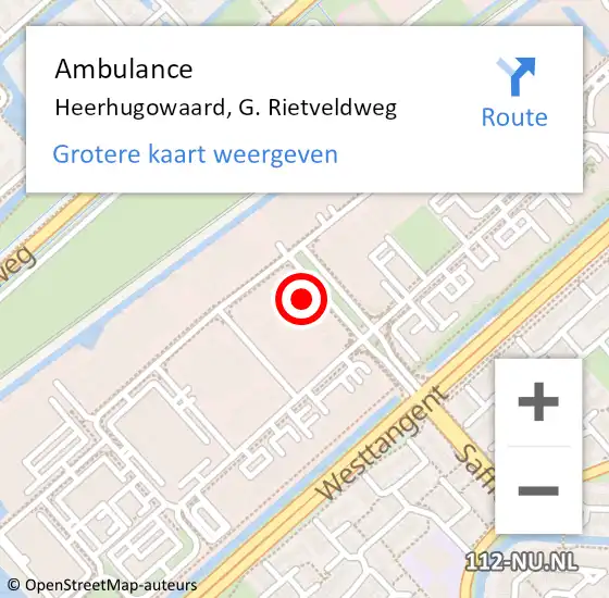 Locatie op kaart van de 112 melding: Ambulance Heerhugowaard, G. Rietveldweg op 28 maart 2024 14:06