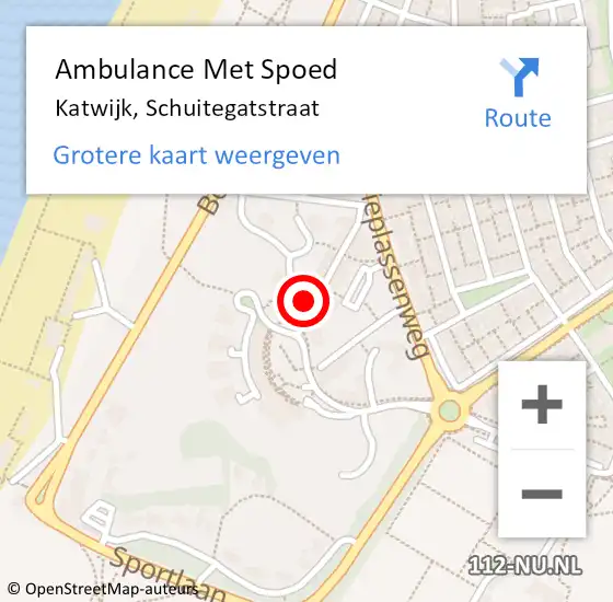 Locatie op kaart van de 112 melding: Ambulance Met Spoed Naar Katwijk, Schuitegatstraat op 28 maart 2024 14:08