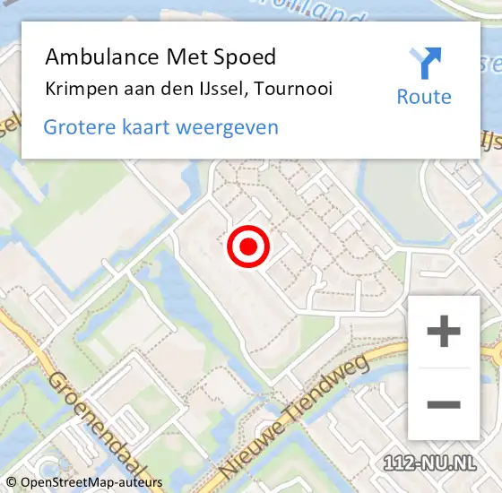 Locatie op kaart van de 112 melding: Ambulance Met Spoed Naar Krimpen aan den IJssel, Tournooi op 28 maart 2024 14:15