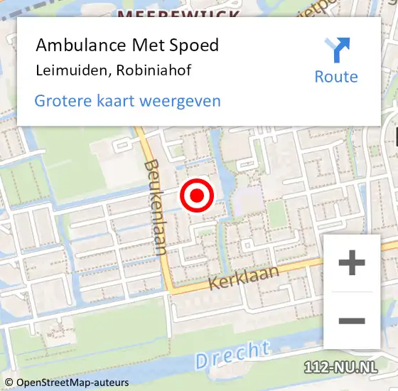Locatie op kaart van de 112 melding: Ambulance Met Spoed Naar Leimuiden, Robiniahof op 28 maart 2024 14:15