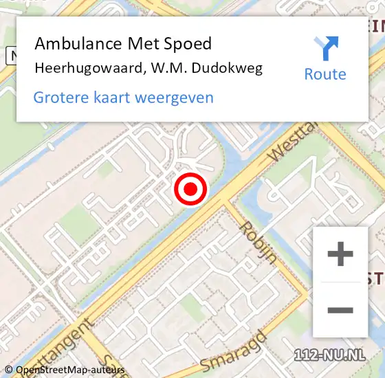 Locatie op kaart van de 112 melding: Ambulance Met Spoed Naar Heerhugowaard, W.M. Dudokweg op 28 maart 2024 14:18
