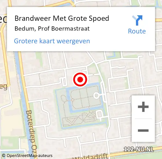 Locatie op kaart van de 112 melding: Brandweer Met Grote Spoed Naar Bedum, Prof Boermastraat op 28 maart 2024 14:19