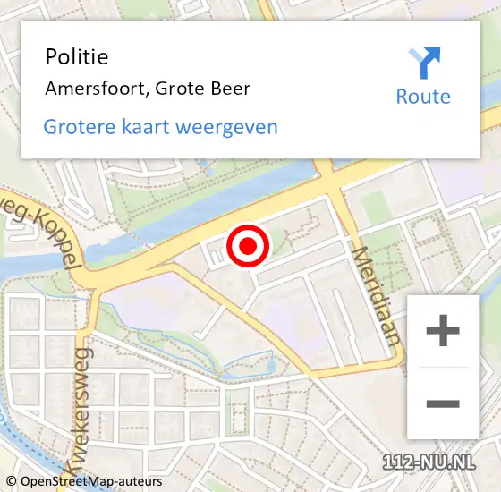 Locatie op kaart van de 112 melding: Politie Amersfoort, Grote Beer op 28 maart 2024 14:22