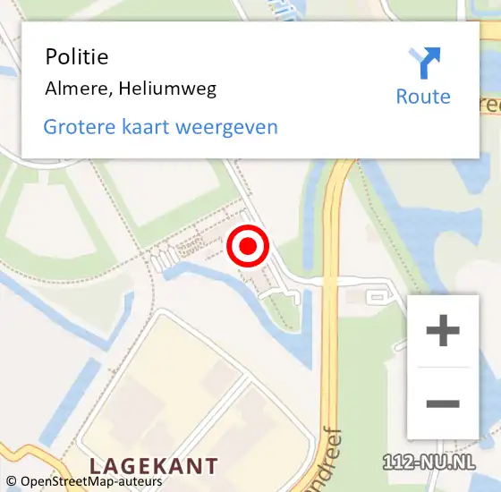 Locatie op kaart van de 112 melding: Politie Almere, Heliumweg op 28 maart 2024 14:27