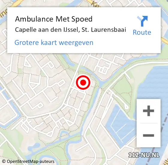 Locatie op kaart van de 112 melding: Ambulance Met Spoed Naar Capelle aan den IJssel, St. Laurensbaai op 28 maart 2024 14:30