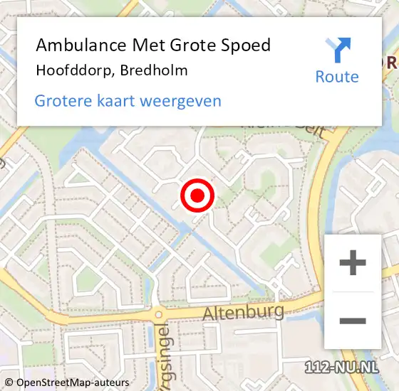 Locatie op kaart van de 112 melding: Ambulance Met Grote Spoed Naar Hoofddorp, Bredholm op 28 maart 2024 14:30