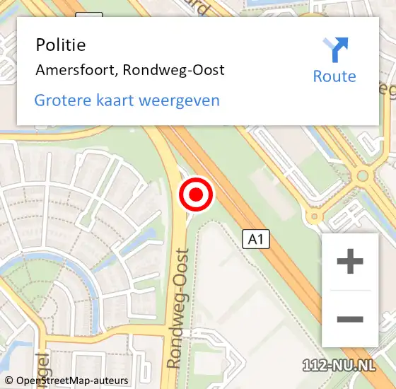 Locatie op kaart van de 112 melding: Politie Amersfoort, Rondweg-Oost op 28 maart 2024 15:01