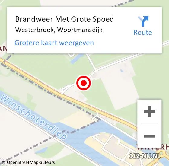Locatie op kaart van de 112 melding: Brandweer Met Grote Spoed Naar Westerbroek, Woortmansdijk op 28 maart 2024 15:02