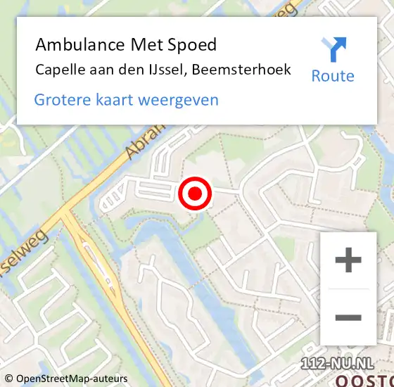 Locatie op kaart van de 112 melding: Ambulance Met Spoed Naar Capelle aan den IJssel, Beemsterhoek op 28 maart 2024 15:09