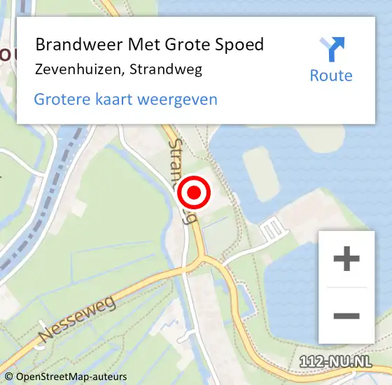 Locatie op kaart van de 112 melding: Brandweer Met Grote Spoed Naar Zevenhuizen, Strandweg op 28 maart 2024 15:14