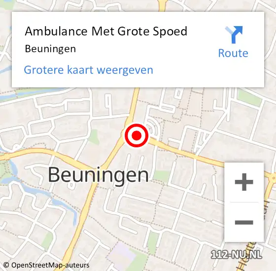 Locatie op kaart van de 112 melding: Ambulance Met Grote Spoed Naar Beuningen op 28 maart 2024 15:14
