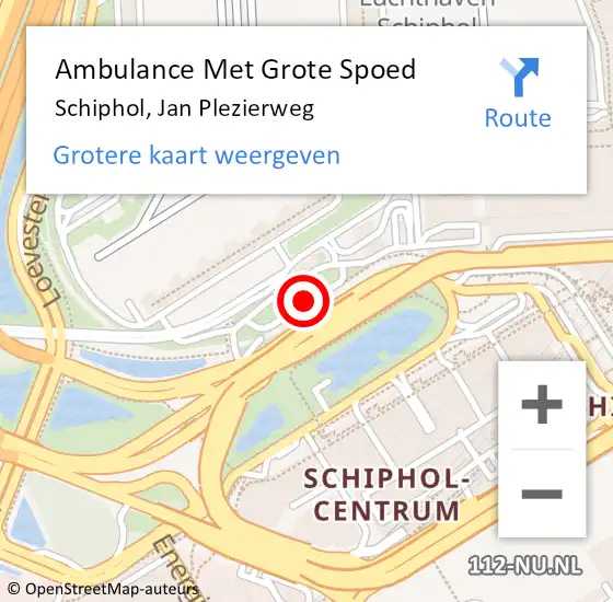 Locatie op kaart van de 112 melding: Ambulance Met Grote Spoed Naar Schiphol, Jan Plezierweg op 28 maart 2024 15:31