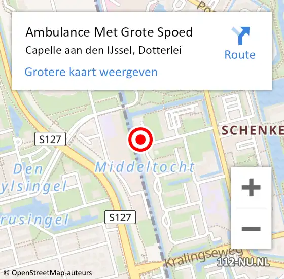 Locatie op kaart van de 112 melding: Ambulance Met Grote Spoed Naar Capelle aan den IJssel, Dotterlei op 28 maart 2024 15:36