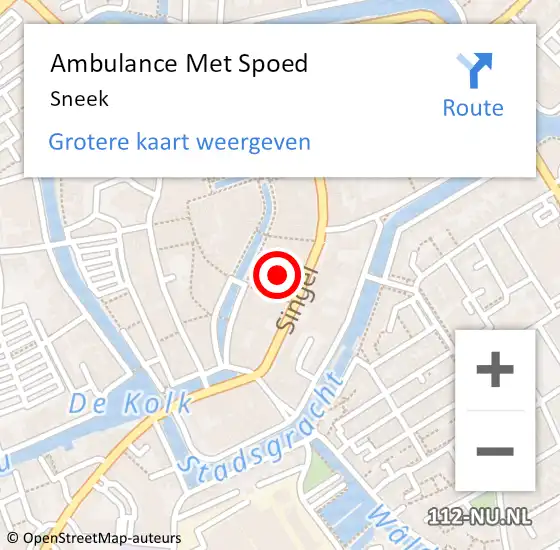 Locatie op kaart van de 112 melding: Ambulance Met Spoed Naar Sneek op 28 maart 2024 15:36