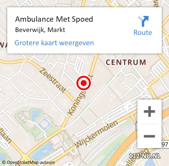 Locatie op kaart van de 112 melding: Ambulance Met Spoed Naar Beverwijk, Markt op 28 maart 2024 15:51