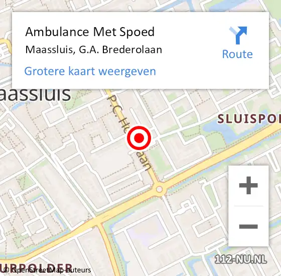 Locatie op kaart van de 112 melding: Ambulance Met Spoed Naar Maassluis, G.A. Brederolaan op 28 maart 2024 16:08