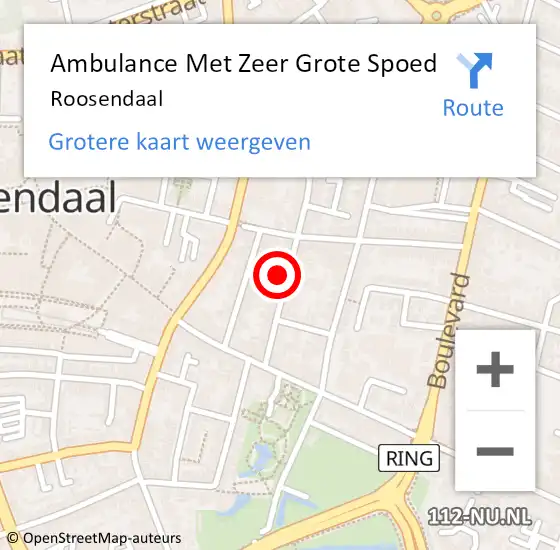 Locatie op kaart van de 112 melding: Ambulance Met Zeer Grote Spoed Naar Roosendaal op 28 maart 2024 16:14