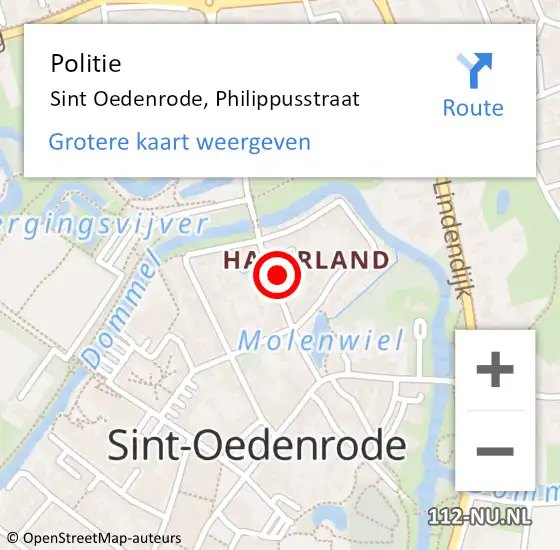 Locatie op kaart van de 112 melding: Politie Sint Oedenrode, Philippusstraat op 28 maart 2024 16:20