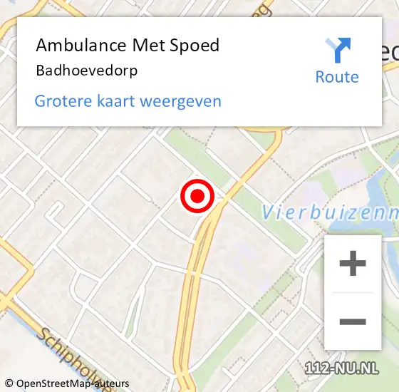 Locatie op kaart van de 112 melding: Ambulance Met Spoed Naar Badhoevedorp op 28 maart 2024 16:27