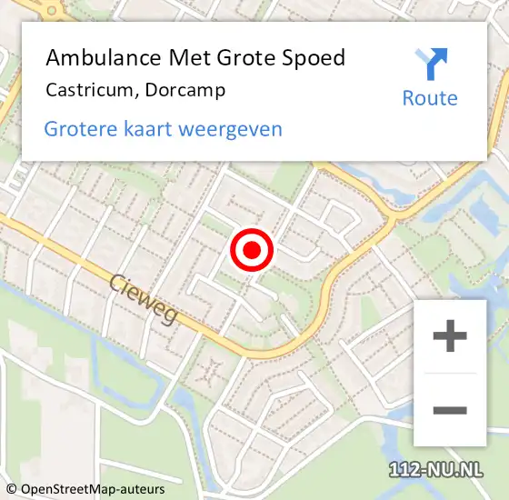 Locatie op kaart van de 112 melding: Ambulance Met Grote Spoed Naar Castricum, Dorcamp op 28 maart 2024 16:33