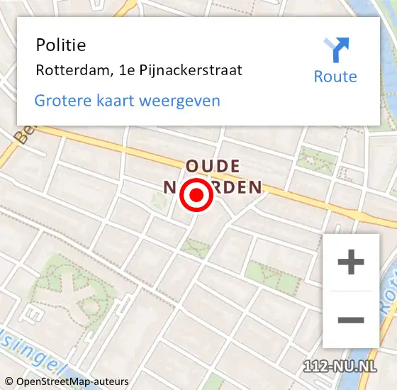 Locatie op kaart van de 112 melding: Politie Rotterdam, 1e Pijnackerstraat op 28 maart 2024 16:47