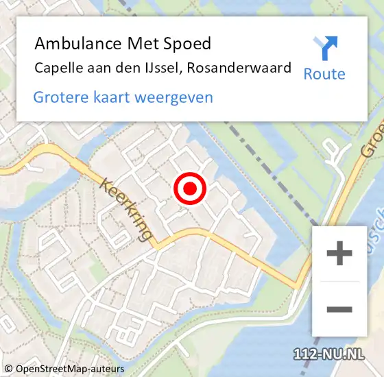 Locatie op kaart van de 112 melding: Ambulance Met Spoed Naar Capelle aan den IJssel, Rosanderwaard op 28 maart 2024 16:52