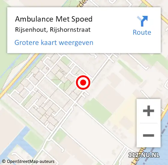 Locatie op kaart van de 112 melding: Ambulance Met Spoed Naar Rijsenhout, Rijshornstraat op 28 maart 2024 16:53