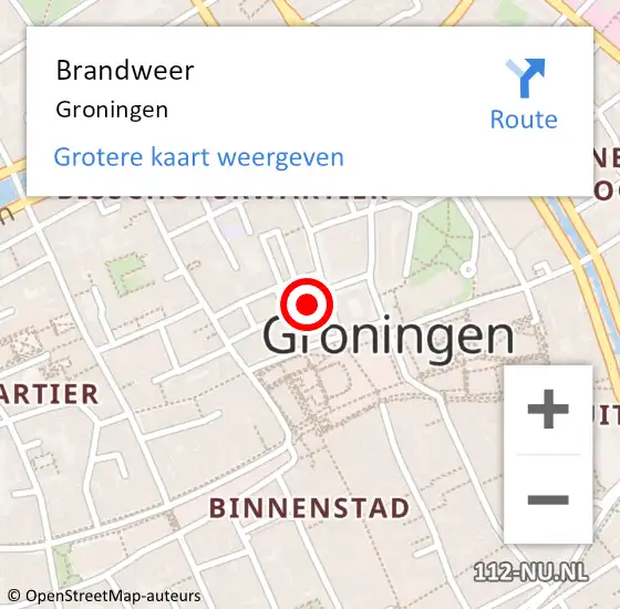 Locatie op kaart van de 112 melding: Brandweer Groningen op 28 maart 2024 16:55