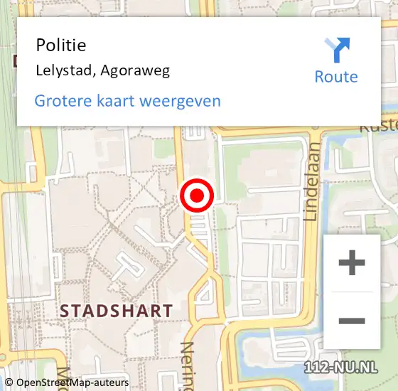 Locatie op kaart van de 112 melding: Politie Lelystad, Agoraweg op 28 maart 2024 17:02
