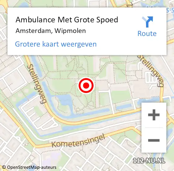 Locatie op kaart van de 112 melding: Ambulance Met Grote Spoed Naar Amsterdam, Wipmolen op 28 maart 2024 17:09