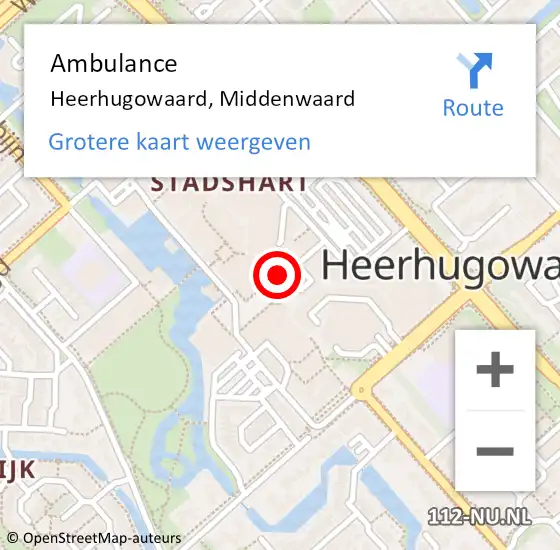 Locatie op kaart van de 112 melding: Ambulance Heerhugowaard, Middenwaard op 28 maart 2024 17:09