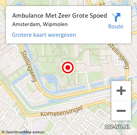 Locatie op kaart van de 112 melding: Ambulance Met Zeer Grote Spoed Naar Amsterdam, Wipmolen op 28 maart 2024 17:11