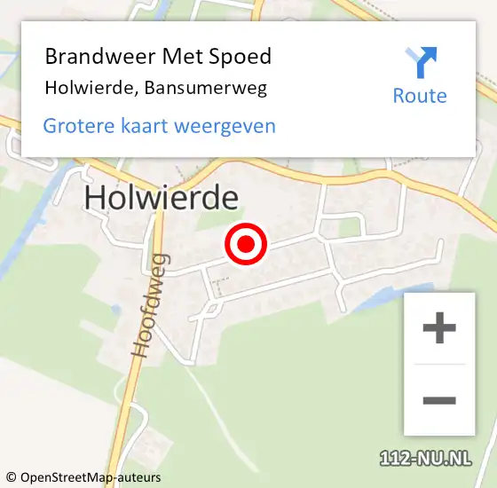 Locatie op kaart van de 112 melding: Brandweer Met Spoed Naar Holwierde, Bansumerweg op 28 maart 2024 17:13