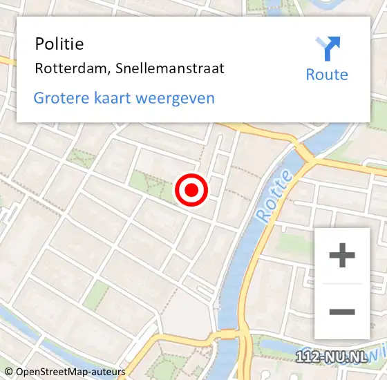 Locatie op kaart van de 112 melding: Politie Rotterdam, Snellemanstraat op 28 maart 2024 17:15