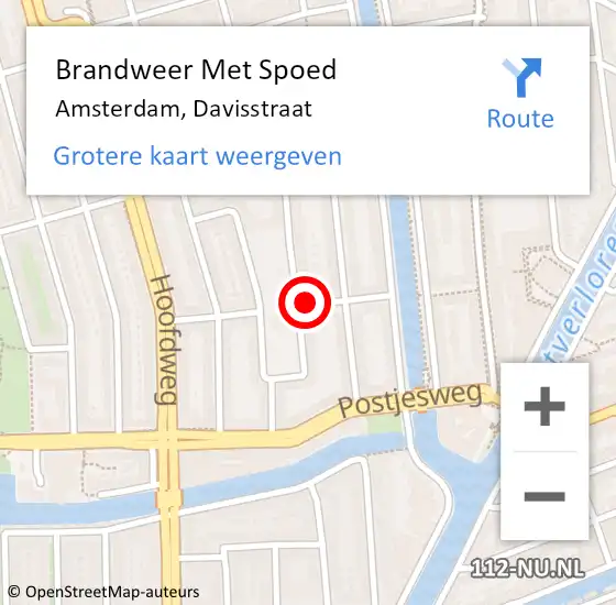 Locatie op kaart van de 112 melding: Brandweer Met Spoed Naar Amsterdam, Davisstraat op 28 maart 2024 17:18