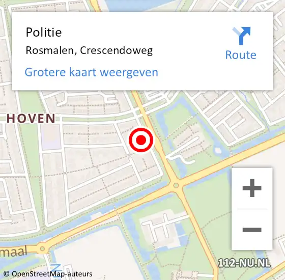 Locatie op kaart van de 112 melding: Politie Rosmalen, Crescendoweg op 28 maart 2024 17:24