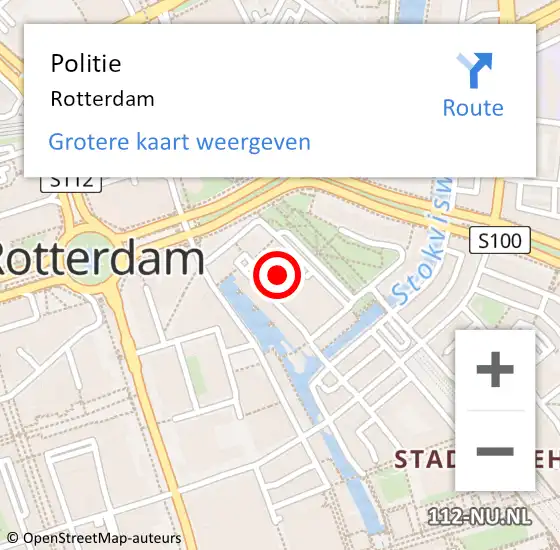 Locatie op kaart van de 112 melding: Politie Rotterdam op 28 maart 2024 17:28