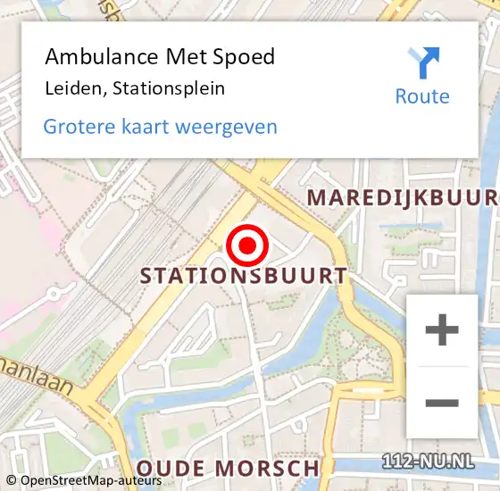 Locatie op kaart van de 112 melding: Ambulance Met Spoed Naar Leiden, Stationsplein op 28 maart 2024 17:31