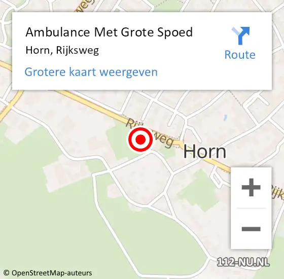 Locatie op kaart van de 112 melding: Ambulance Met Grote Spoed Naar Horn, Rijksweg op 28 maart 2024 17:44